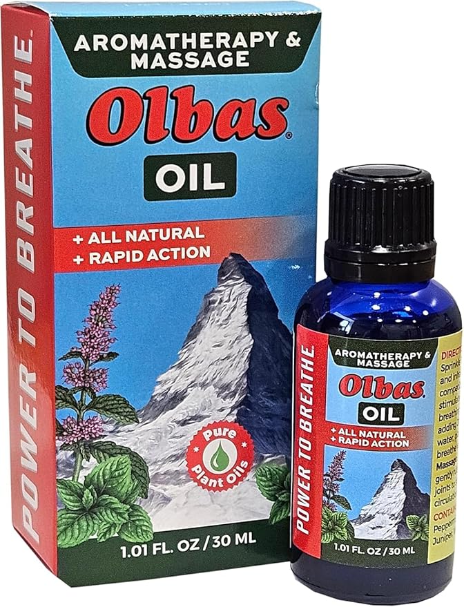 Olbas Massage and Aromatherapy Oil, 1.01 Fl Oz, body massage oil, Swiss Herbal by Olbas