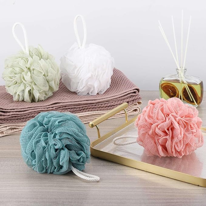 BTYMS Loofah Bath Sponges 60g/pc Shower Pouf Bath Scrunchies Body Puffs - Image 6