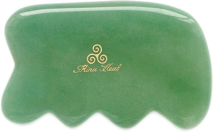 Mina Heal Green Aventurine Jade Stone Gua Sha Facial Massager Excellent by MinaHeal%C2%AE