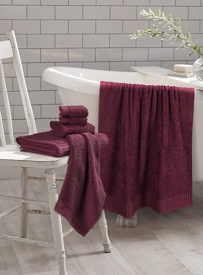 GLAMBURG 100% Cotton Ultra Soft 6 Pack Towel Set, Contains 2 Bath Towels 28x55 - Image 3