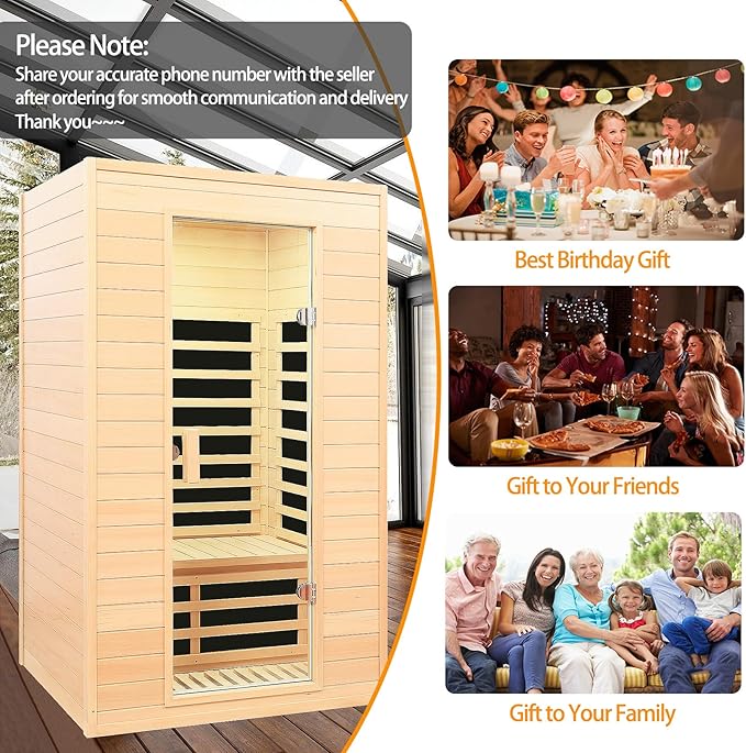 2 Person Infrared Sauna, Low EMF Far Infrared Sauna, Canadian Hemlock Wood Sauna - Image 7