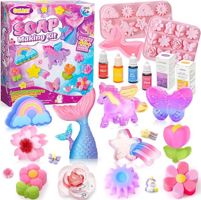 Golray Soap Making Craft Kit for Kids Girl Toys, Make 40 Pcs+ Soap Supplies by Golray