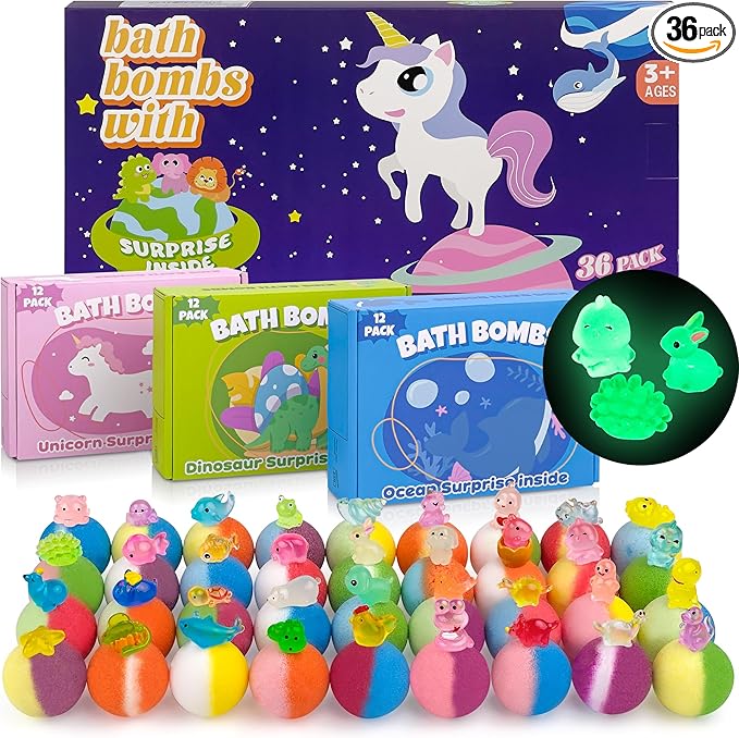 Bath Bombs for Kids with Toy Inside, Animal and Ocean Surprise Inside, Handmade by DOVIPE