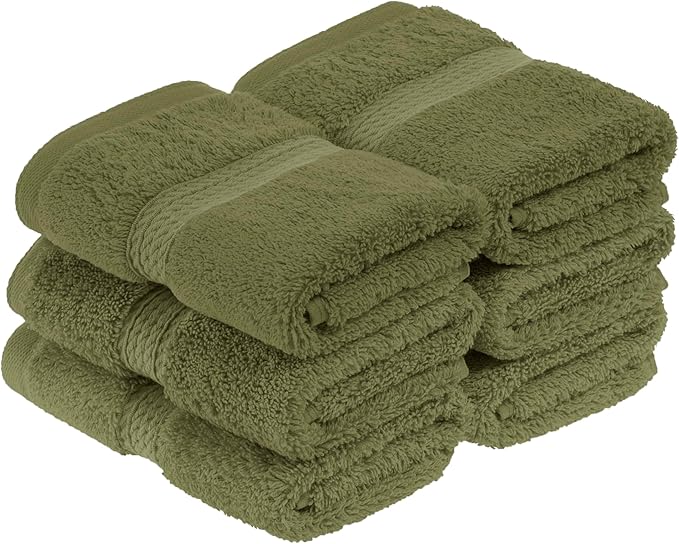 Superior Egyptian Cotton Pile Face Towel/Washcloth Set of 6, Ultra Soft Luxury by SUPERIOR
