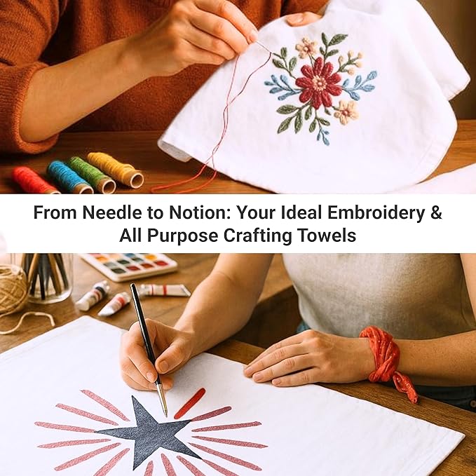 Flour Sack Towels | Tea Towel for Crafts| Kitchen Dish Cotton Blank Towel for - Image 5