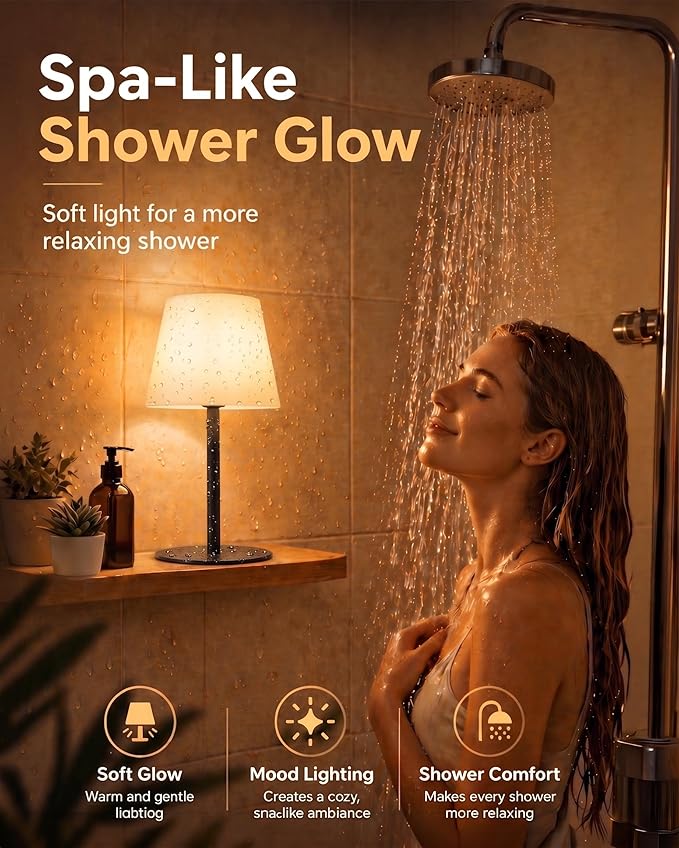 EZVALO Spa-Like Shower Lamp – IP65 Waterproof Bathroom Lamp, Rechargeable - Image 3