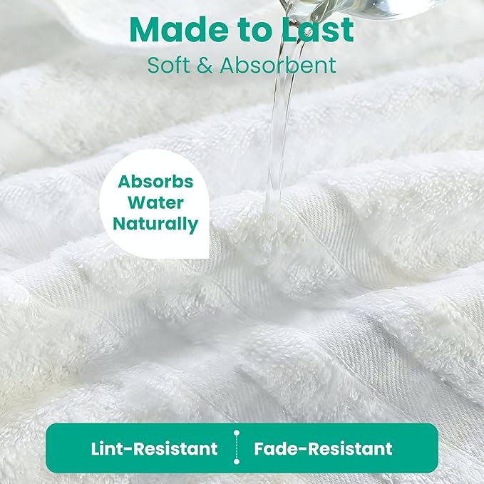 Bath Towels 4 Pack, Large 30 x 60 Inches, 100% Cotton Towels, Comfortable - Image 5