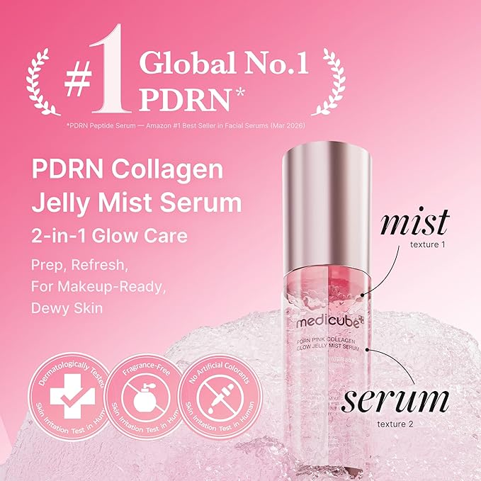 medicube Jelly Mist Serum with Pink PDRN Collagen | Dual-Texture Glow Spray - Image 2