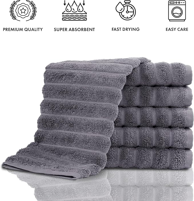 Classic Turkish Towels CTT Luxurious 100% Turkish Cotton Washcloths 6 Pack - Image 4