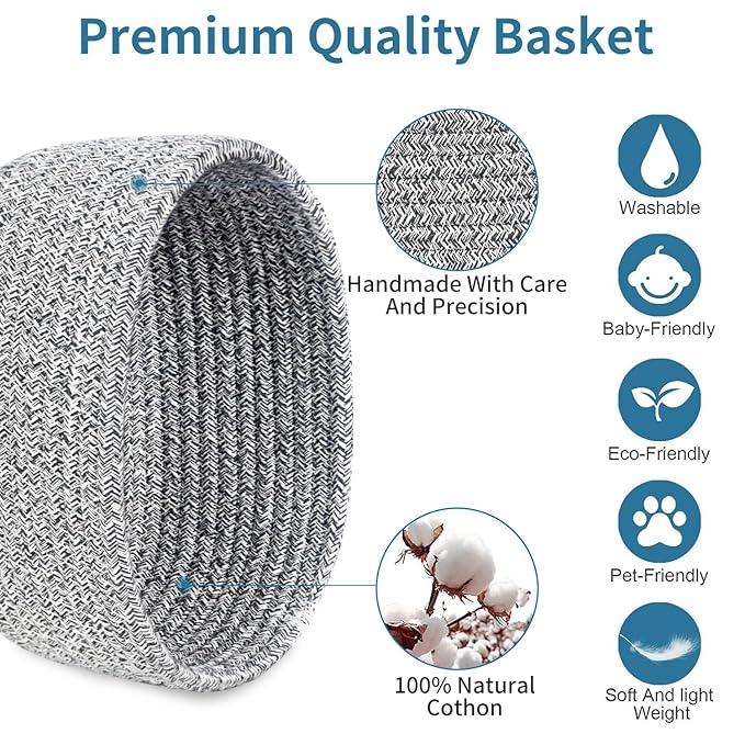 【2 Pack】ABenkle Small Woven Baskets, Tiny Oval Shallow Storage Baskets - Image 3