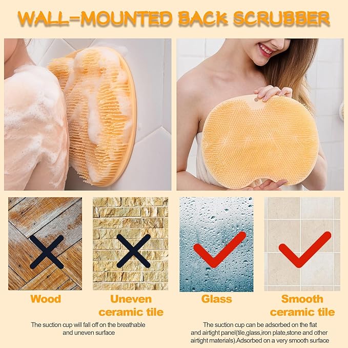 Shower Foot Scrubber, Wall Mounted Bath Massage Pad, Back Scrubber Back - Image 3