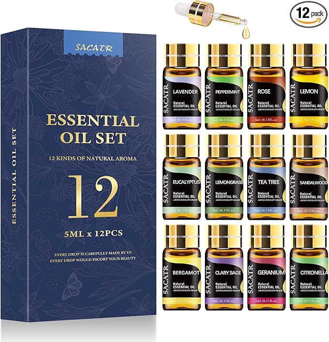 Essential Oils by SACATR Natural Essential Oil Set -12 Essential Oils Gift Set by SACATR