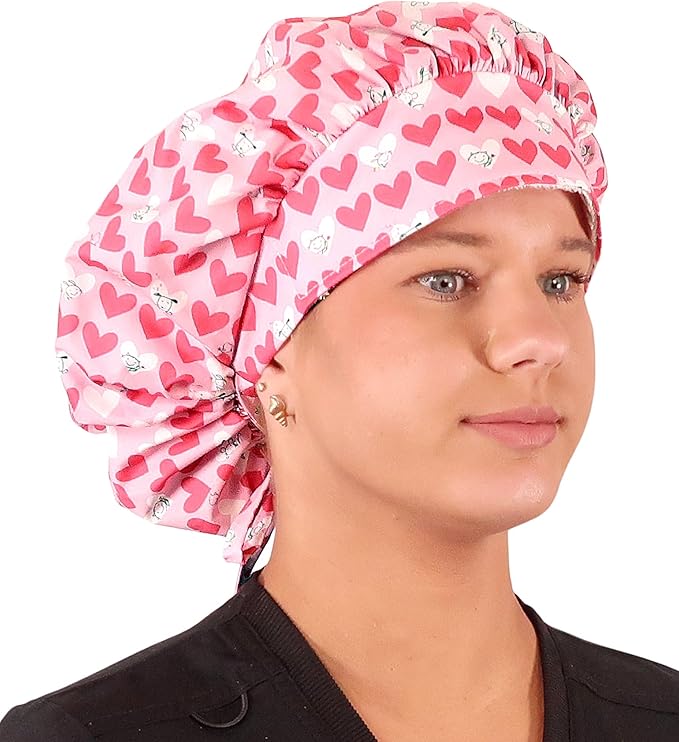 Sparkling EARTH Banded Bouffant Surgical Scrub Ponytail Working Caps and - Image 3
