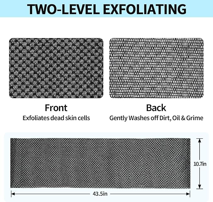 Exfoliating Washcloth Shower Towels, Premium Japanese Exfoliating Body Scrubber - Image 3