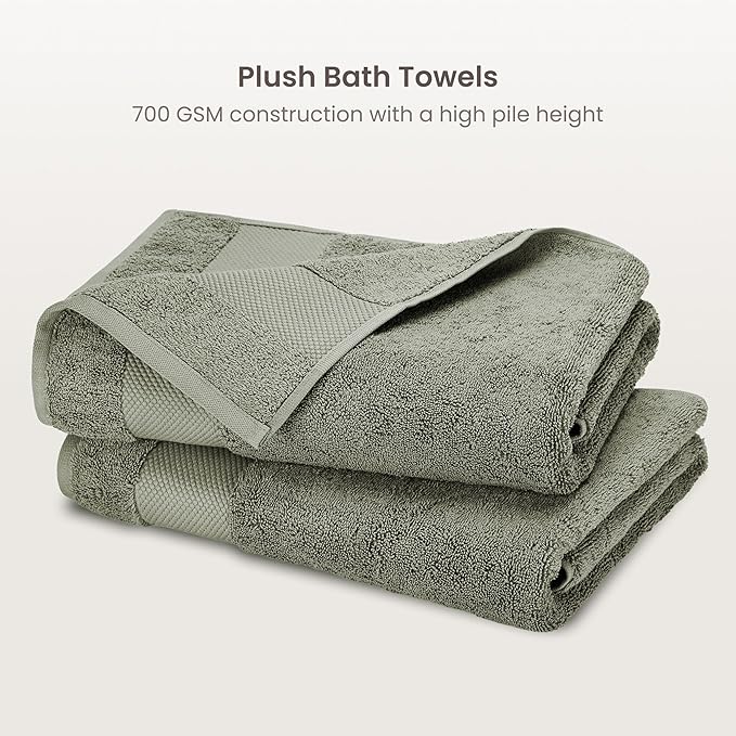 BIOWEAVES 100% Organic Cotton 700 GSM Plush Luxury Bath Towels - Image 2