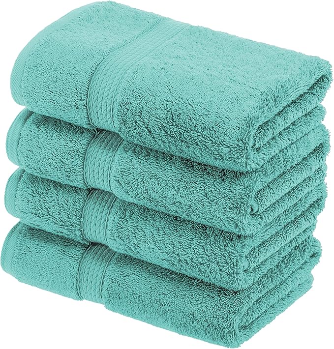 SUPERIOR Egyptian Cotton Pile Hand Towel Set of 4, Ultra Soft Luxury Towels by SUPERIOR