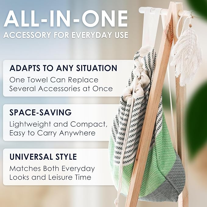 ATANI Turkish Beach Towel, Converts to a Bag, Oversized 100% Cotton Bath Towels - Image 7