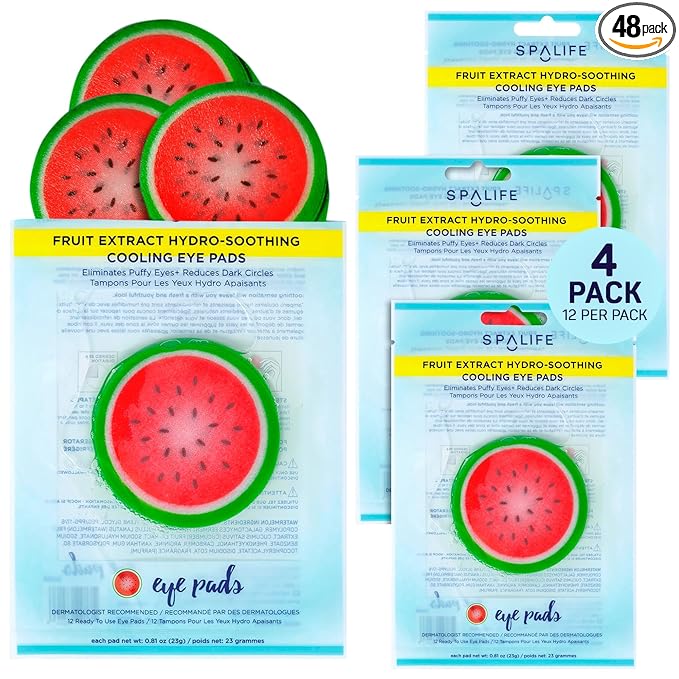 SpaLife Watermelon Cooling Eye Pads, Mothers Day Gifts, 48 Hydrating Under Eye by SpaLife