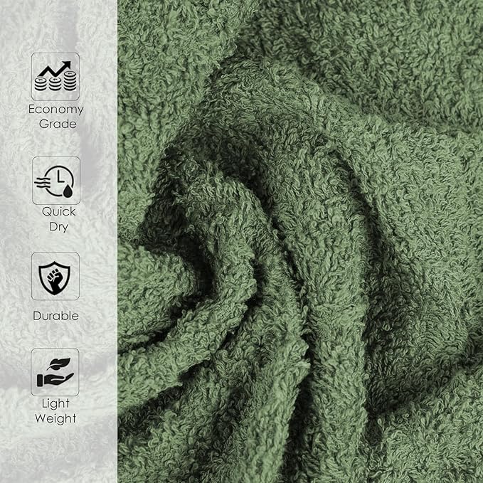 24 Pack Green Hand Towel 100% Cotton Spa Towel – 16x26 inches Highly Absorbable - Image 6