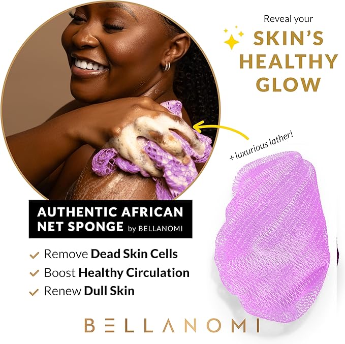 BELLANOMI African Exfoliating Net Sponge, Authentic African Bath Sponge - Image 5