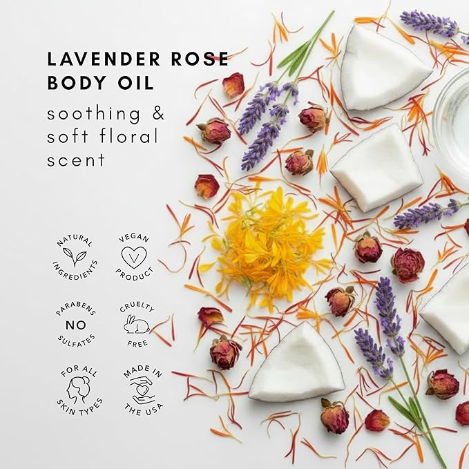 Olivia Care Body Oil Lavender Rose Vegan & Natural Perfume Oil - Image 5