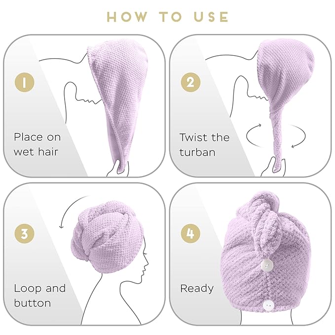 SimpleField 2 Pack Microfiber Hair Towel Wrap - Image 6