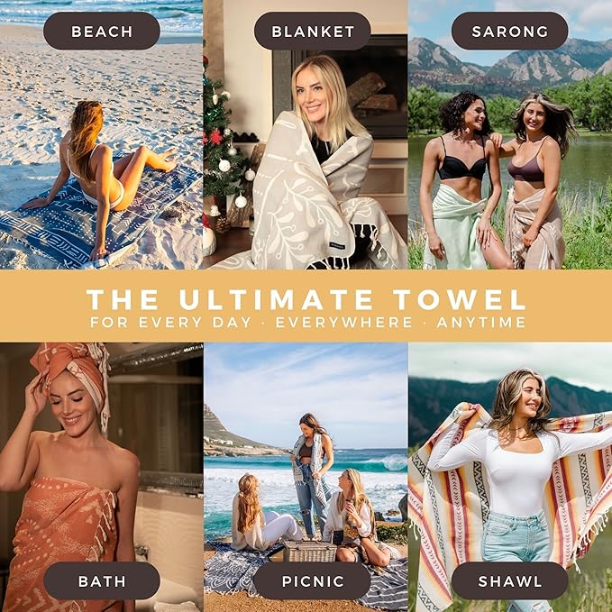 FESHKA Sand Proof Turkish Beach Towel – Oversized, Quick Dry & Lightweight - Image 3