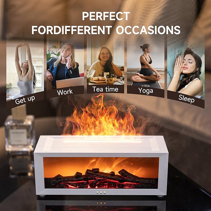 TMEHM Fireplace Flame Air Diffuser Humidifier, 7 Colors Aromatherapy Essential - Image 7
