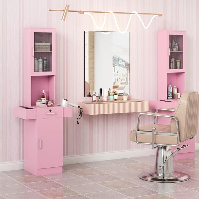 RESHABLE Salon Station for Hair Stylist, Hair Styling Storage Cabinet - Image 3