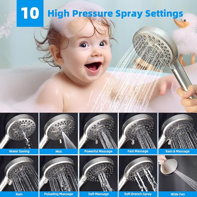 Hibbent All Metal 12'' Filtered Rainfall Shower Head Combo, High Pressure - Image 2