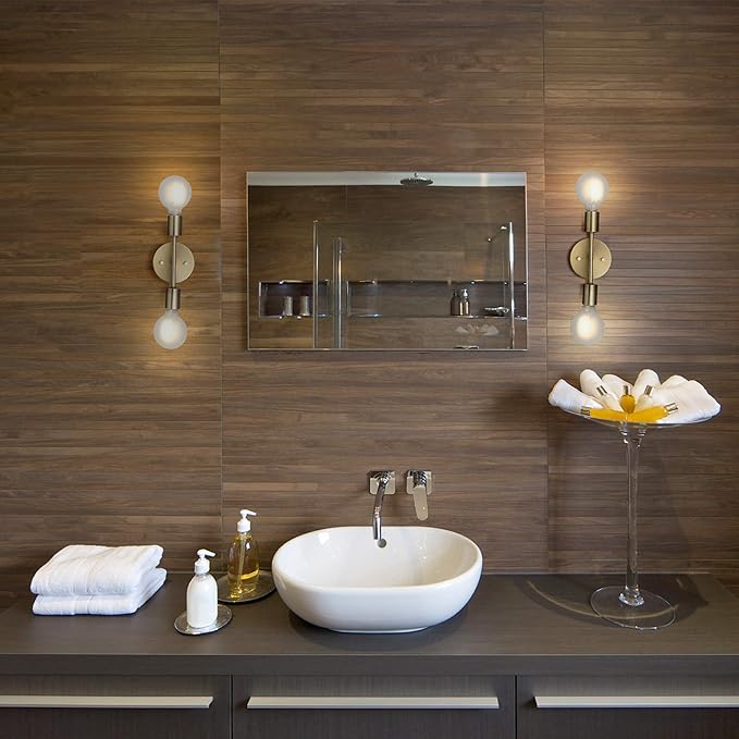 Globe Electric 2-Light Vanity Light, Matte Brass, Open Socket, Horizontal - Image 2
