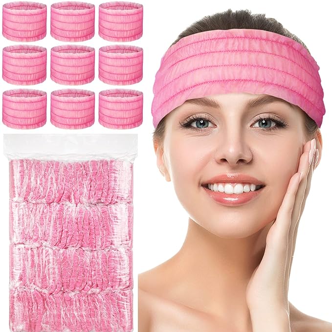 Chuangdi 100 Pieces Disposable Spa Headbands Soft Non-woven Facial Hair Band by Chuangdi