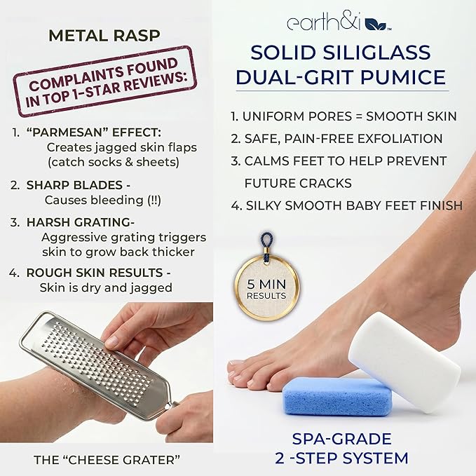 Earth & I Pumice Stone for Feet – 2-Pack Callus Remover | Coarse + Fine - Image 8