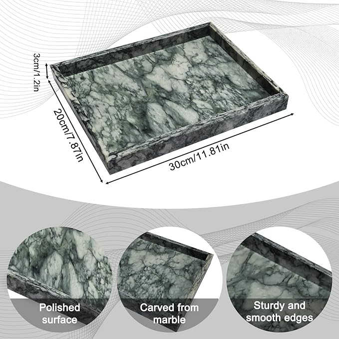 Pure Natural Marble Tray for Bathroom, Sink. Cosmetics, toiletries, etc. can be - Image 2