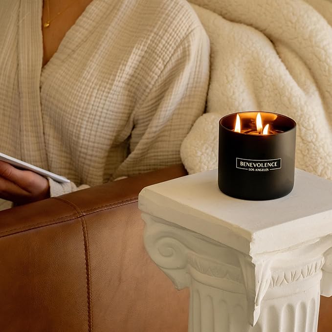 Benevolence LA 3 Wick Candle, Charcoal Large Scented Candle | Soy Candles | - Image 4