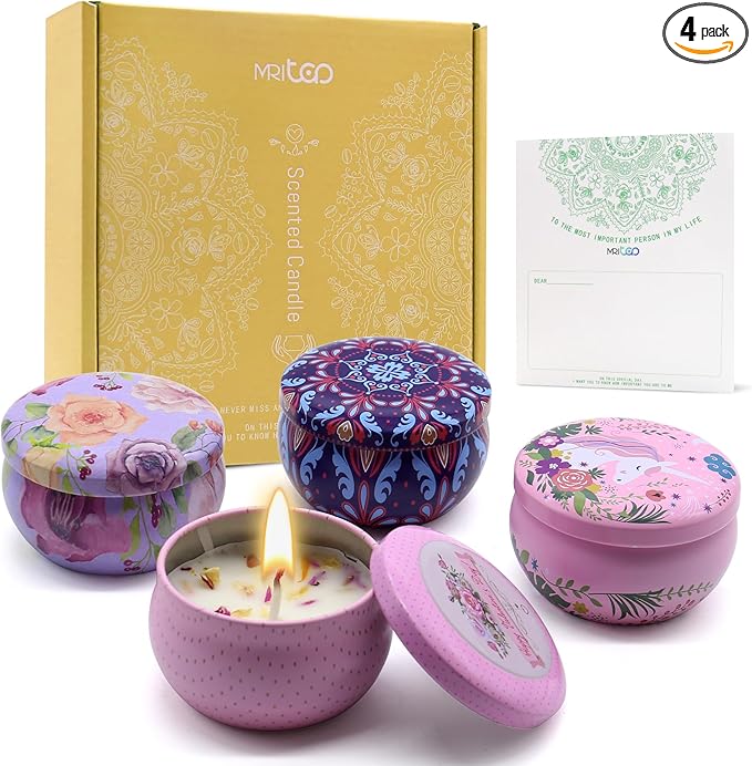 Scented Candles Gift Set for Women 4 Pack Soy Wax Candles by MRLTOP
