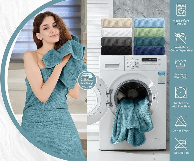 8 Piece Bathroom Towel Set |2 Oversized Large Bath Towels Sheet, 2 Hand Towels - Image 5