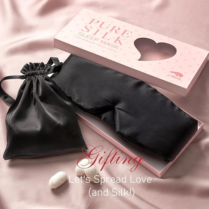 LitBear Silk Sleep Mask for Side Sleeper, Eye Mask Sleeping for Women Men 100% - Image 7