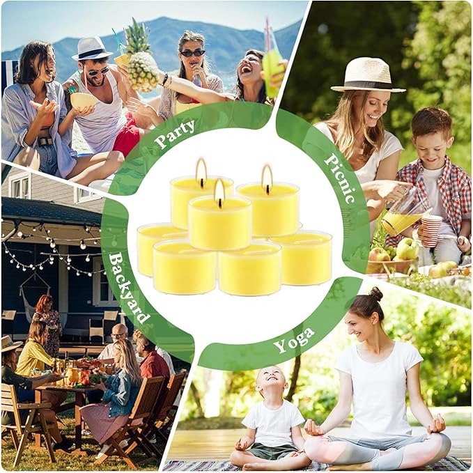 Fclayvts 8-Hour 50Pack Citronella Tealight Candles, Outdoor and Indoor Summer - Image 4