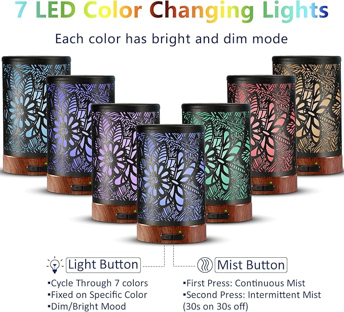 EQUSUPRO Essential Oil Diffuser 150ml Black Metal Aromatherapy Oil Diffuser - Image 3