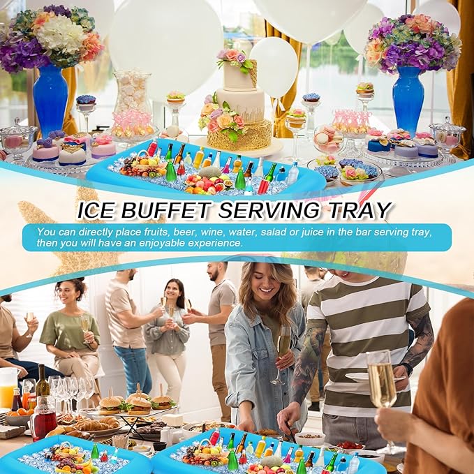 Leitee 4 Pcs Inflatable Ice Serving Bars Buffet Serving Tray Drink Cooler - Image 7