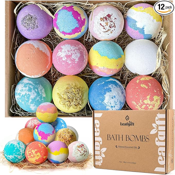Leafgift Bath Bombs Gift Set, Moisturizing Dry Skin, Stress Relief, Best Gift by LEAFGIFT