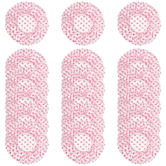 18 Pack Shower Caps for Women, Waterproof Reusable & Disposable Adjustable Bath by Unknown