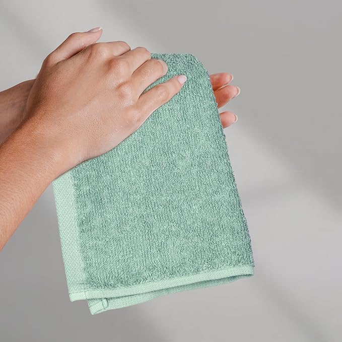 Amazon Basics Washcloth for Bathroom, 100% Cotton Extra Absorbent, Fast Drying - Image 8