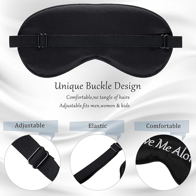 Geyoga 4 Pieces Funny Eye Mask for Sleep Soft Satin Blocking Blindfold - Image 4
