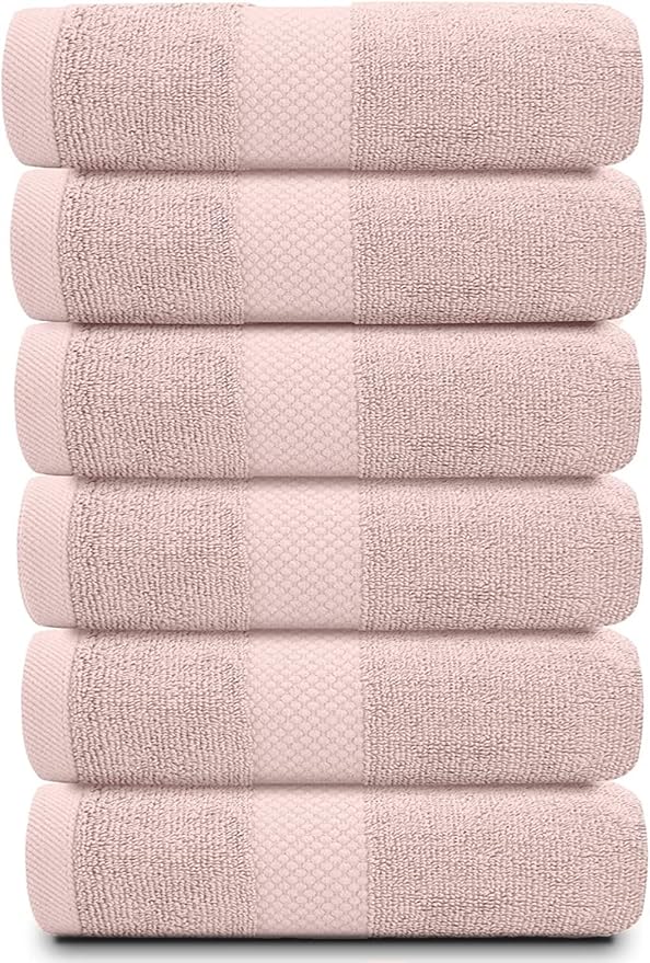 White Classic Luxury Pink Hand Towels - Image 2