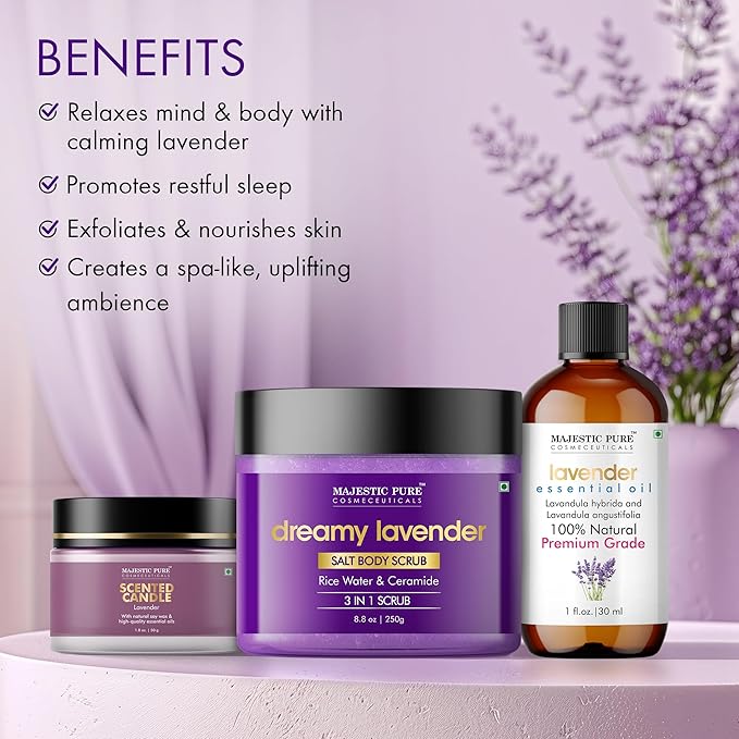 Majestic Pure Lavender Essential Oil & Body Scrub Set | 100% Pure & Natural - Image 7
