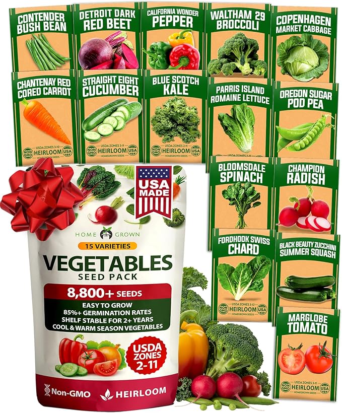 HOME GROWN 15 Variety Survival Seed Vault 7, 000+ Heirloom Non-GMO Vegetable by HOMEGROWN