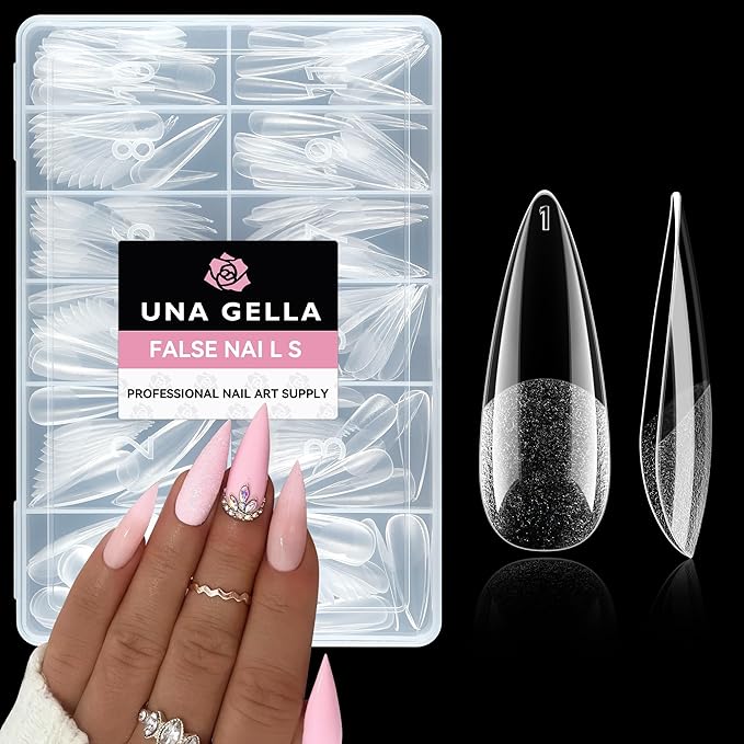 UNA GELLA Long Stiletto Gel Nail Tips: 216pcs Halloween Stiletto Almond Fake by UNAGELLA