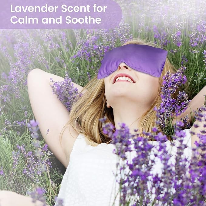 Lavender Eye Pillow for Relaxation, Weighted Eye Mask Heated for Headache - Image 5